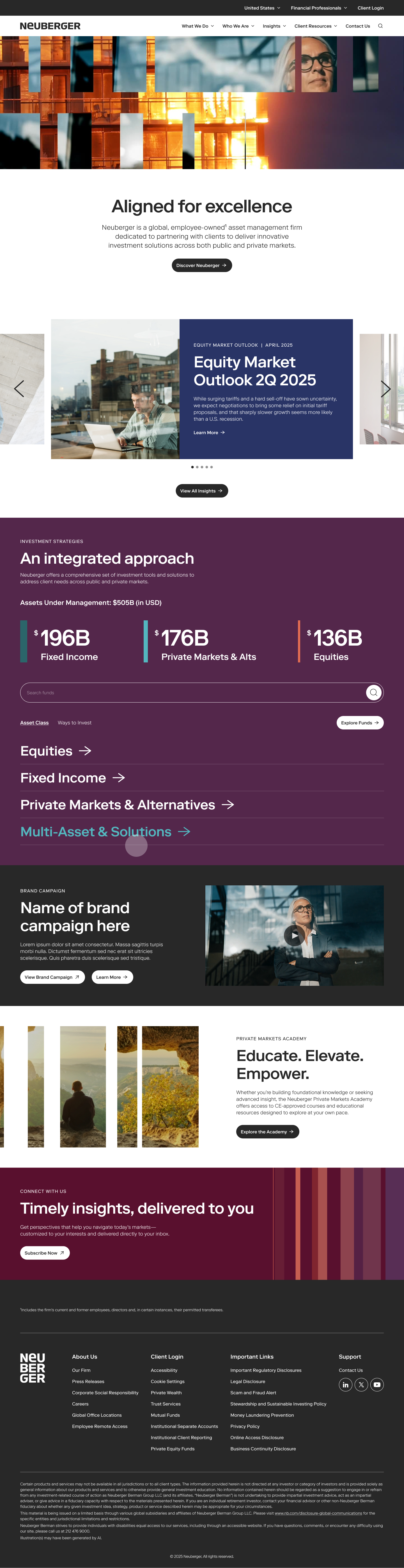 Neuberger Berman homepage — desktop and mobile